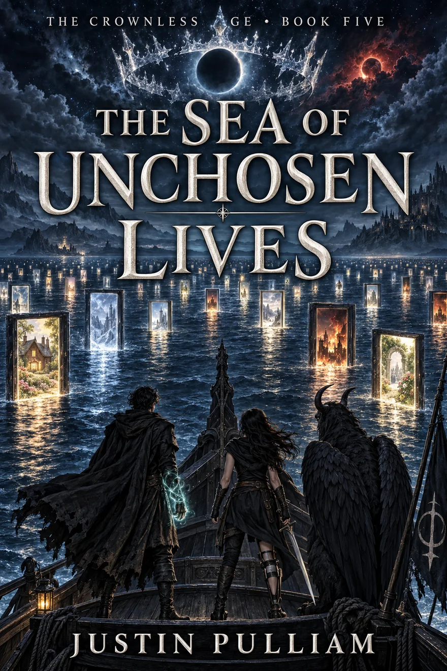 Cover of The Crownless Age, Book five: THE SEA OF UNCHOSEN LIVES, by Justin Pulliam