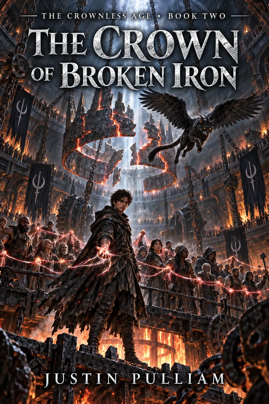 Cover of The Crownless Age, Book two: THE CROWN OF BROKEN IRON, by Justin Pulliam