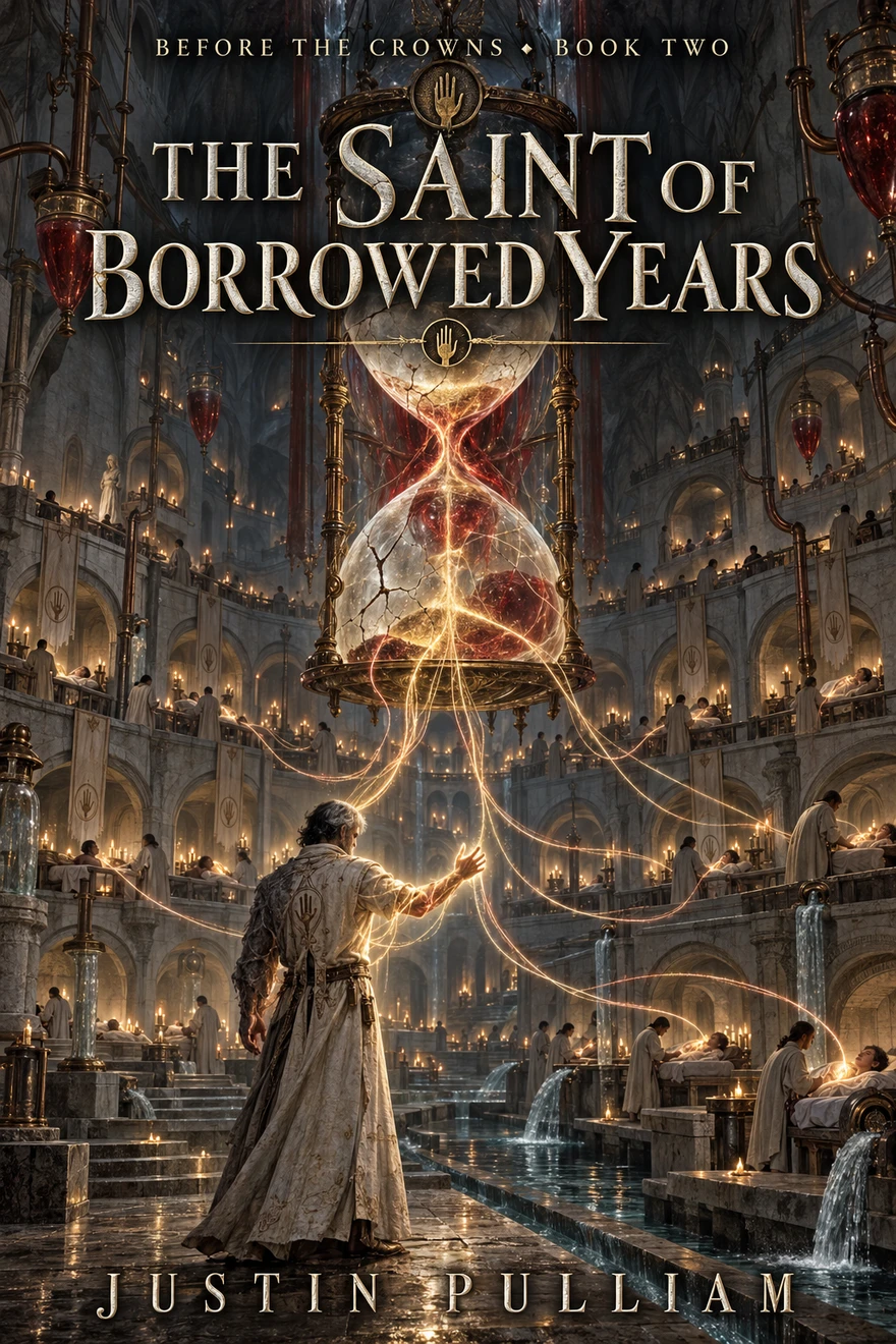 Cover of The Crownless Age, Book two: SAINT OF BORROWED YEARS, by Justin Pulliam